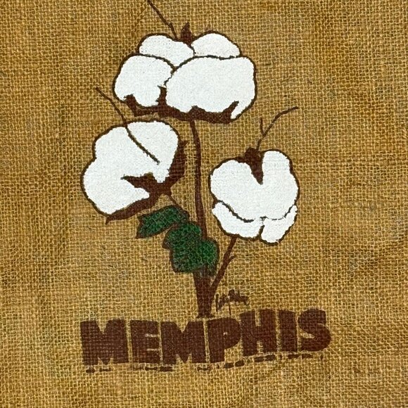 Vintage 1970s/80s Memphis Cotton Burlap Tote Bag - Picture 3 of 5